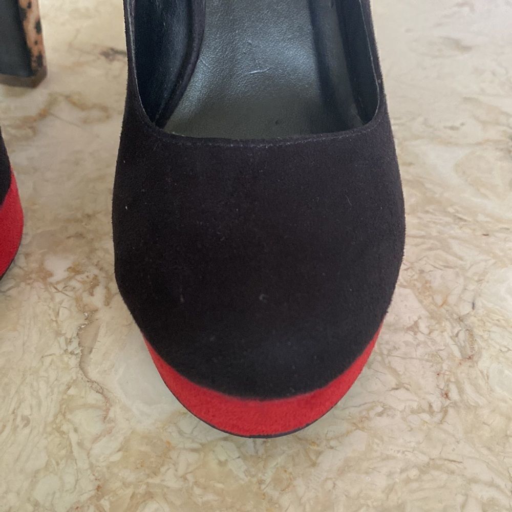 Call It Spring Platform Heels Red Black & Leopard Print - Picture 7 of 15